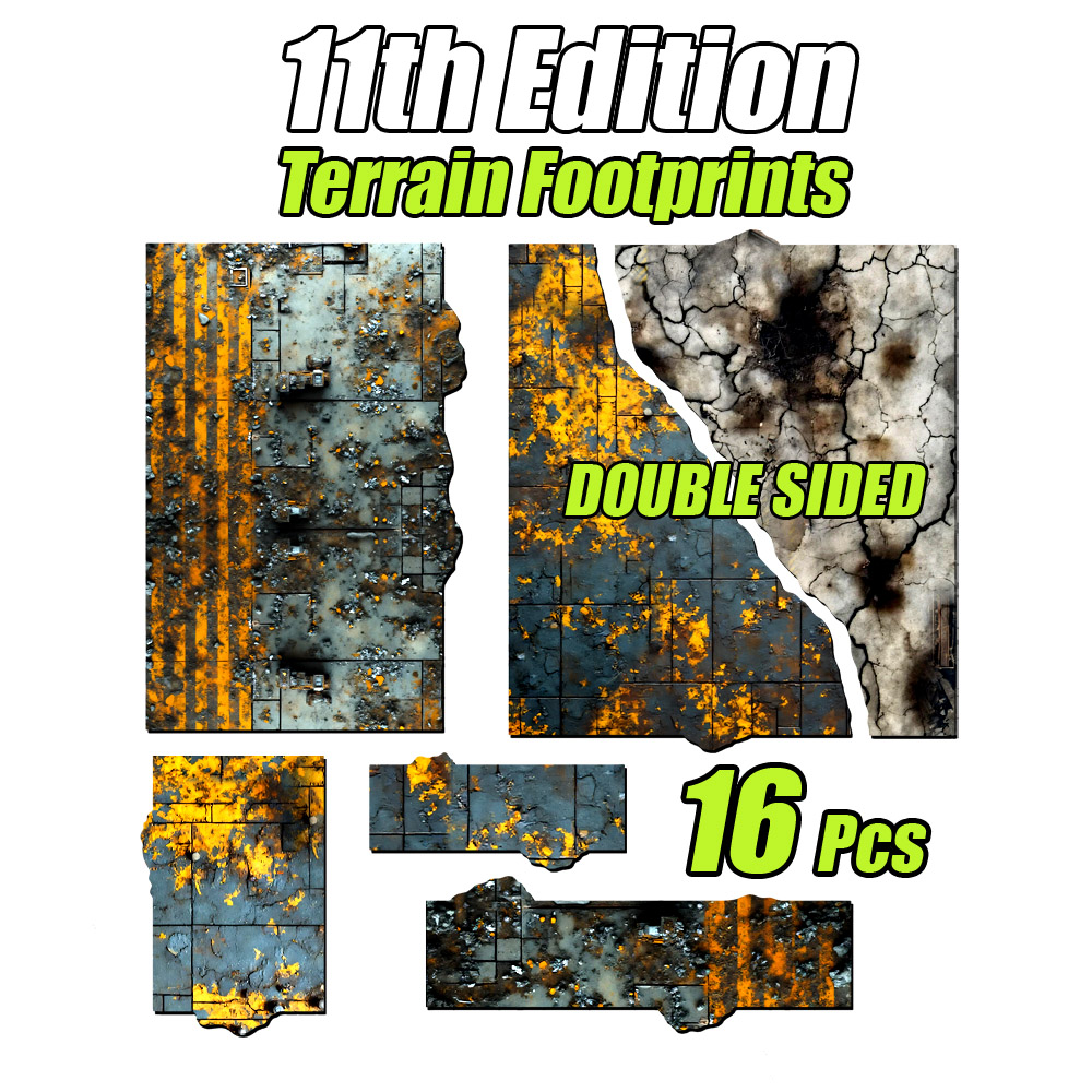 Terrain Area Footprints - DOUBLE SIDED - Compatible w/ Warhammer 40K 11th Ed